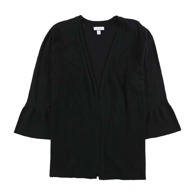 Charter Club Womens Bell-Sleeve Cardigan Sweater, Black, X-Large