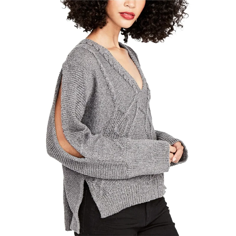 Rachel Roy Womens Cable Knit Pullover Sweater, Grey, Small