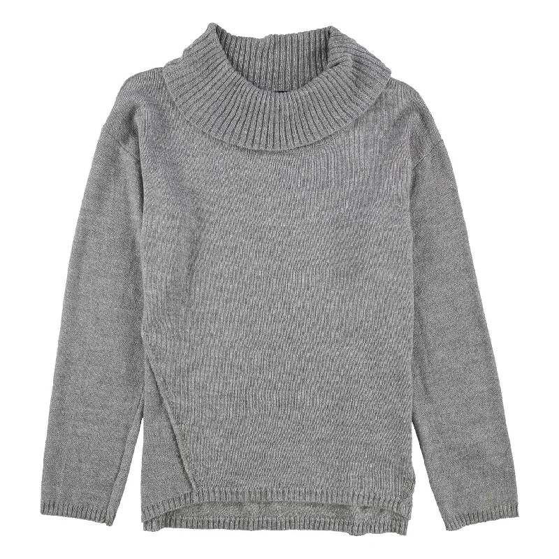 BCX Womens Metallic Cowl Neck Pullover Sweater, Grey, X-Large