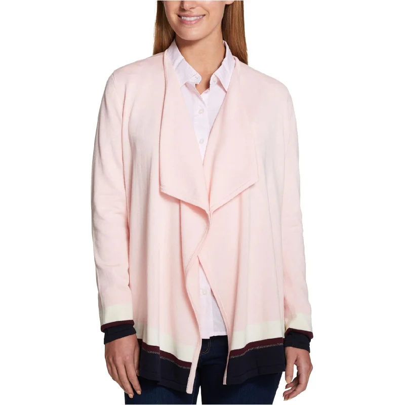 Tommy Hilfiger Womens Draped Cardigan Sweater, Pink, Small