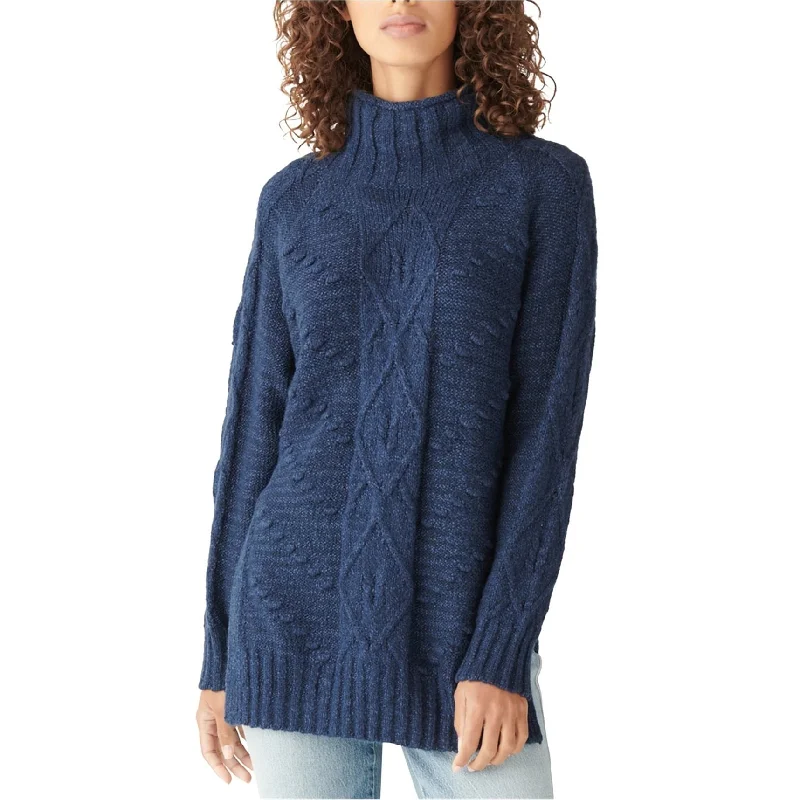 Lucky Brand Womens Cable-Knit Tunic Sweater, Blue, Small