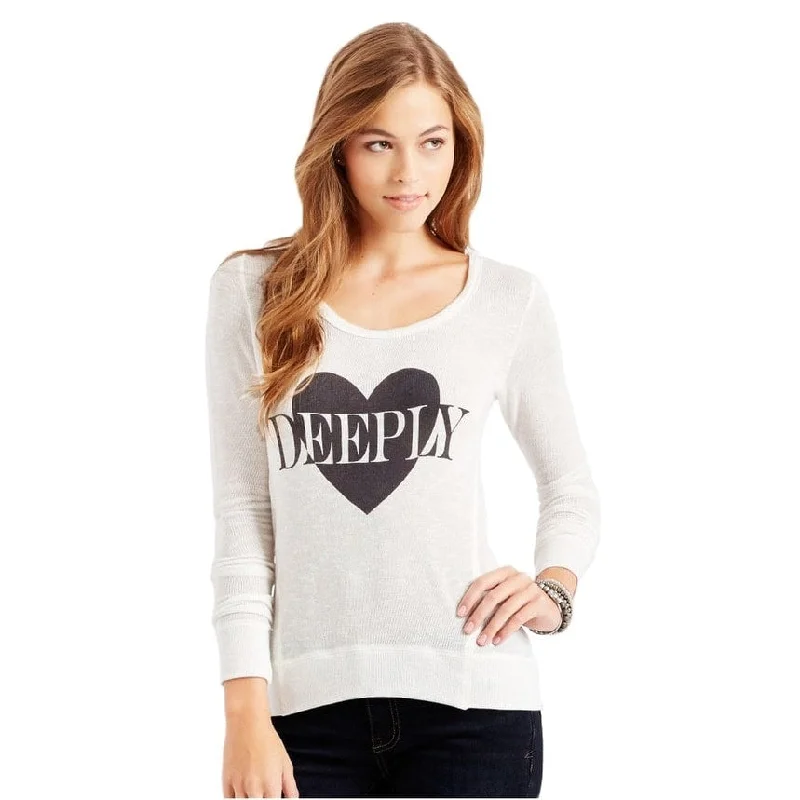 Aeropostale Womens Sheer Deeply Pullover Sweater, Off-White, X-Large