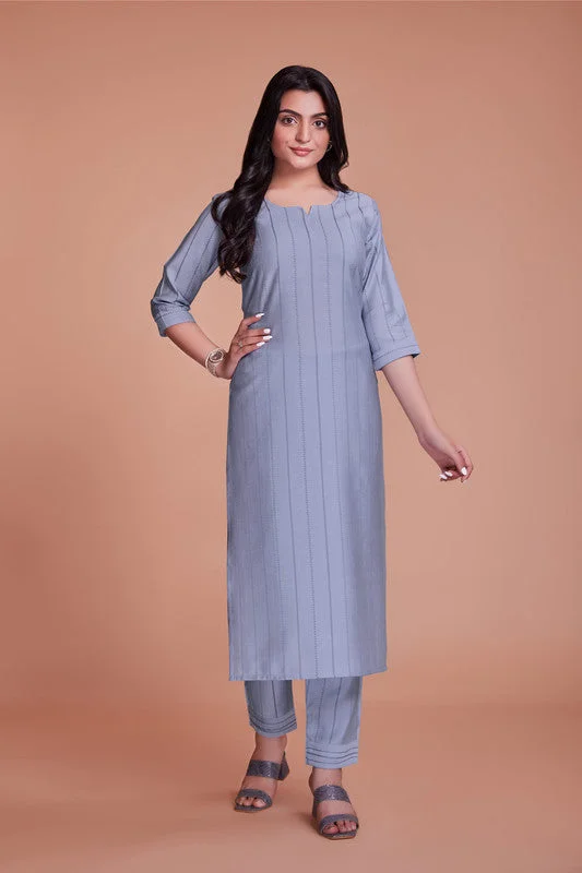 Women's Purple Viscose Solid Kurti With Bottom   (Stitched ) - Aastha Fashion