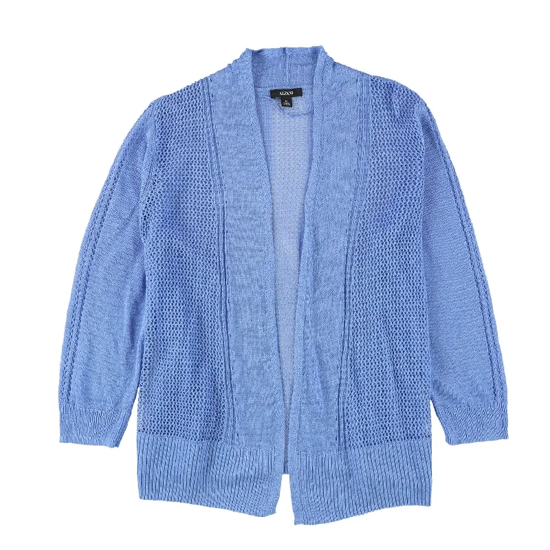 Alfani Womens Linen Blend Cardigan Sweater, Blue, X-Large