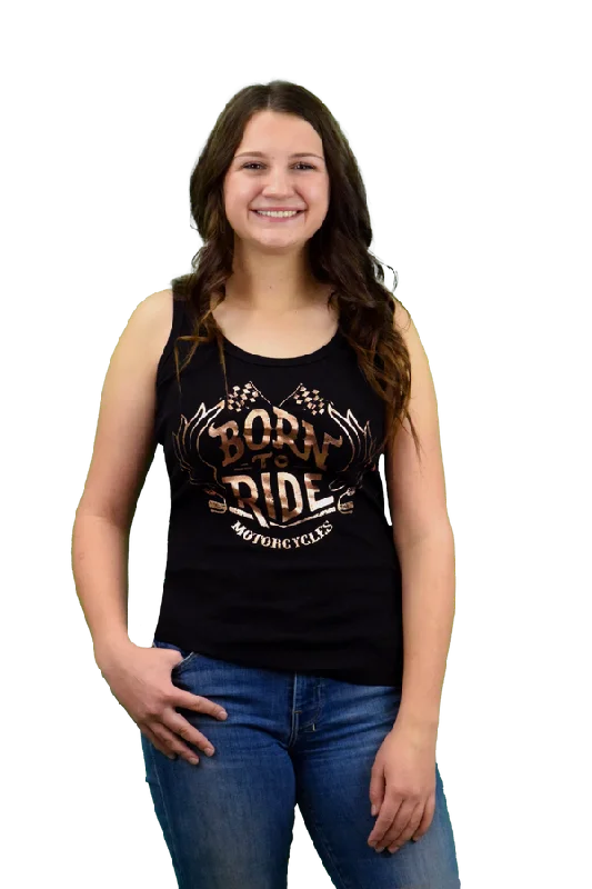 Ladies Born To Ride Handlebars Tank Top