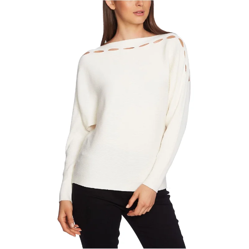 1.STATE Womens Slit Yoke Pullover Sweater, White, Large