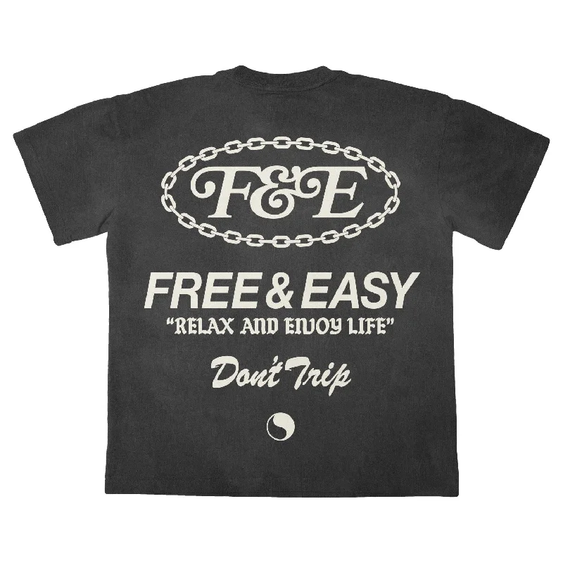 Free and Easy Premium Washed Black Chain Boxy T-Shirt