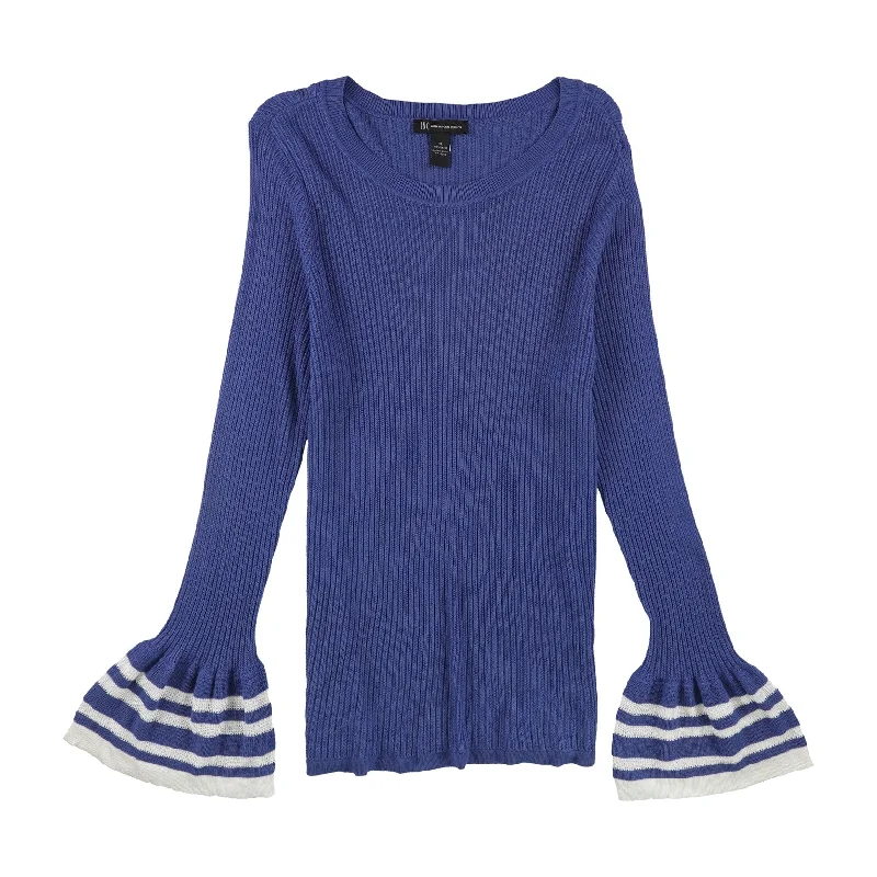 I-N-C Womens Striped Bell Sleeves Pullover Sweater, Blue, X-Large