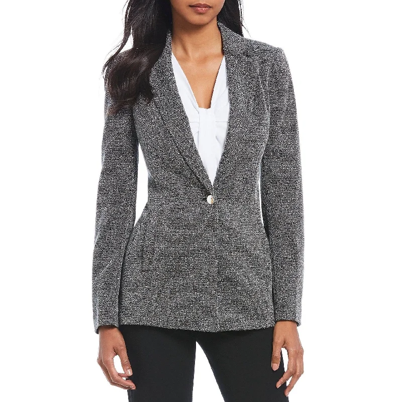 Calvin Klein Women's One-Button Birdseye Blazer Charcoal Size 6 - Black