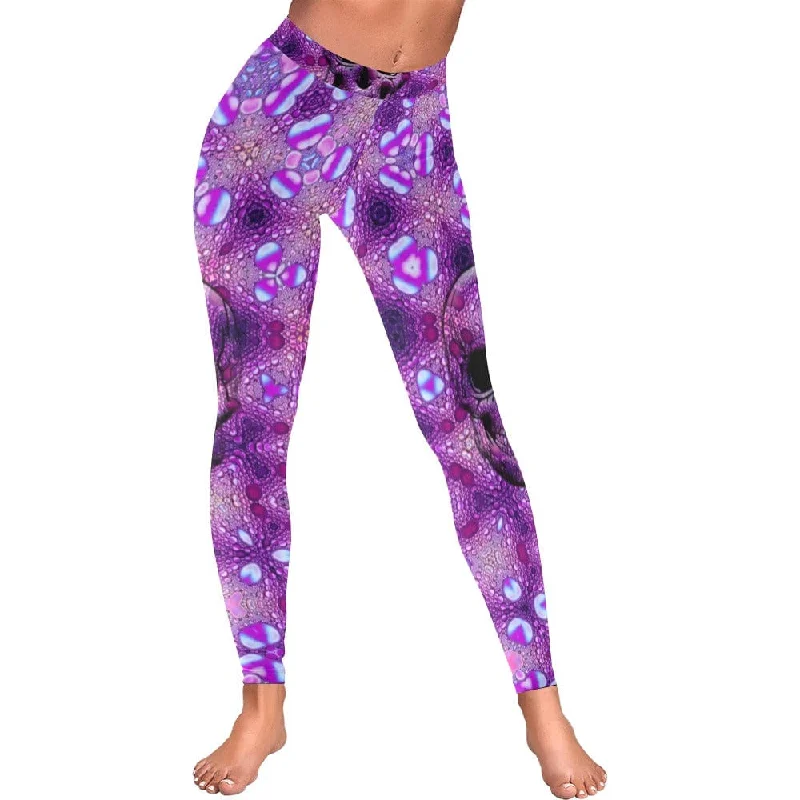 Women's Purple Skull Low Rise Leggings