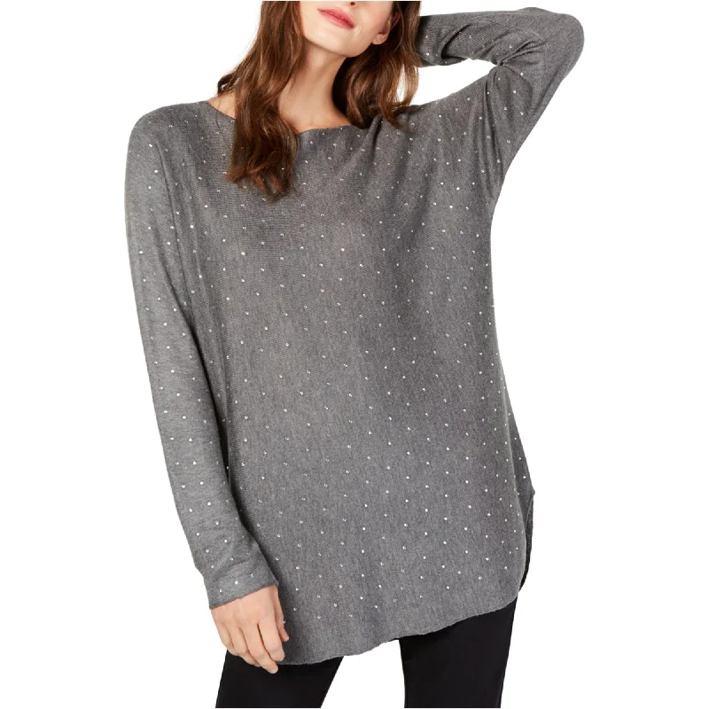 I-N-C Womens Embellished Shirttail Knit Sweater