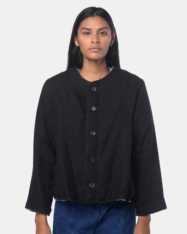 Tommy Jacket in Black Wool Linen