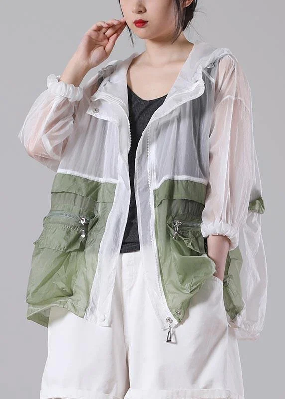 Hot Green Pockets hooded UPF 50+ Coat Jacket Summer