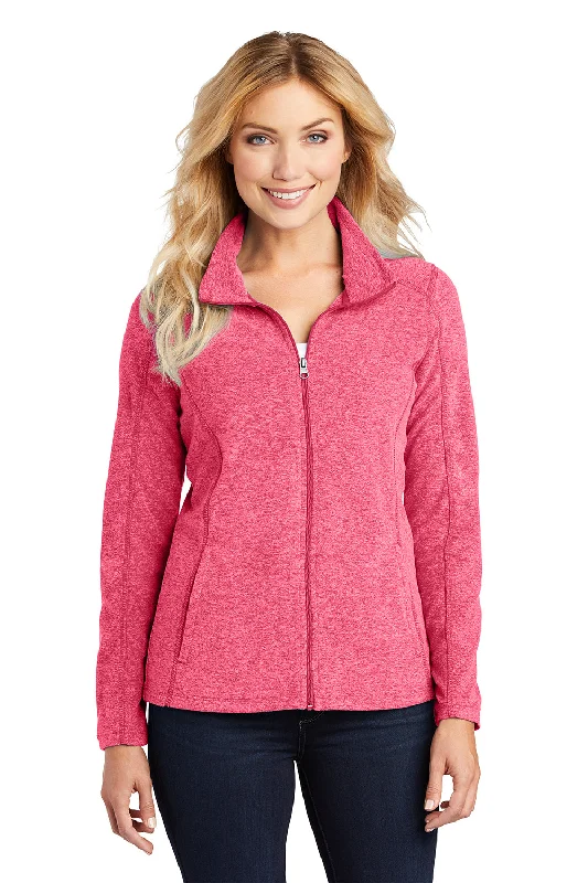 Port Authority Womens Pill Resistant Heather Microfleece Full Zip Sweatshirt - Heather Raspberry Pink