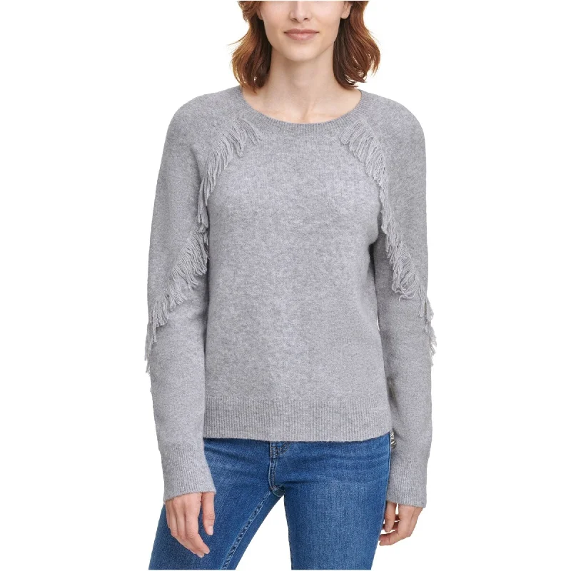 Calvin Klein Womens Fringe Trim Pullover Sweater