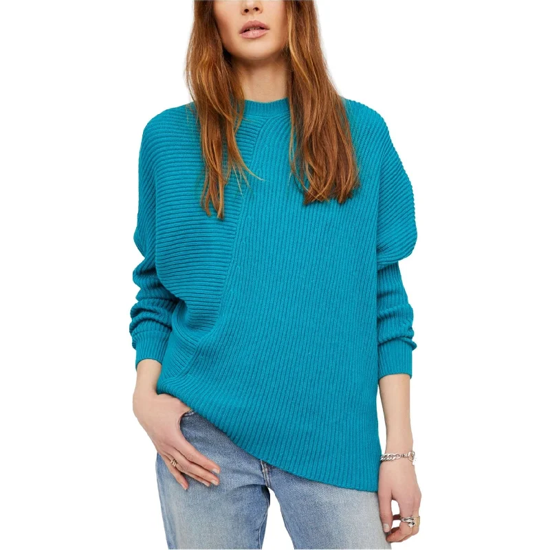 Free People Womens Downtown Knit Sweater, Blue, X-Small