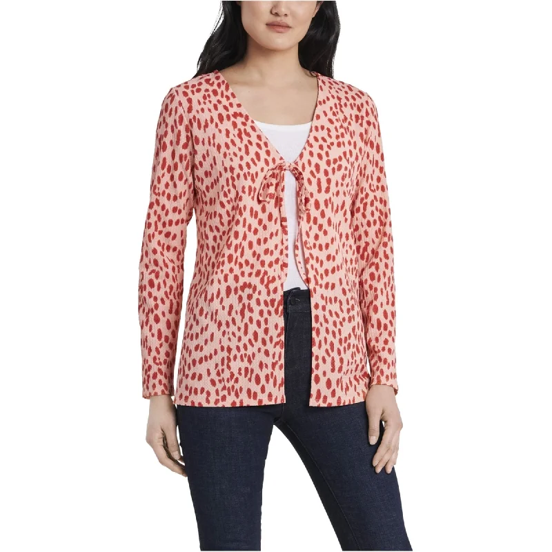 Vince Camuto Womens Animal Print Cardigan Sweater, Pink, Small