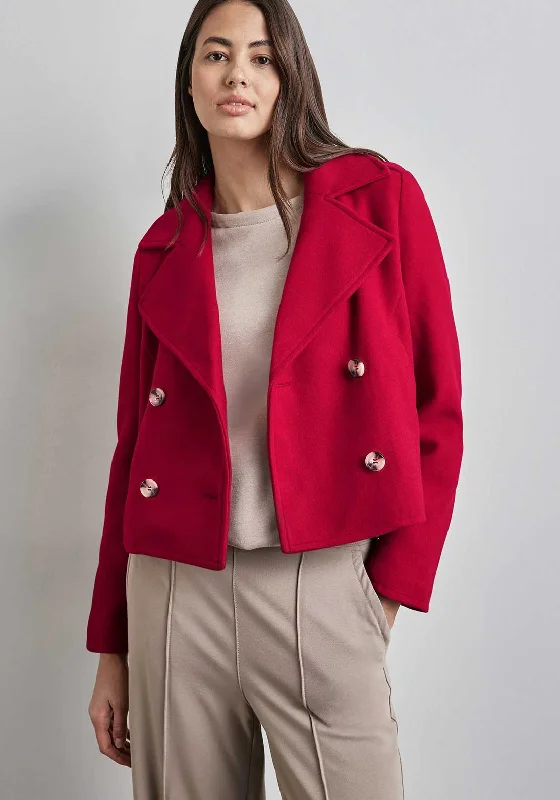 Street One Cropped Trench Coat, Red