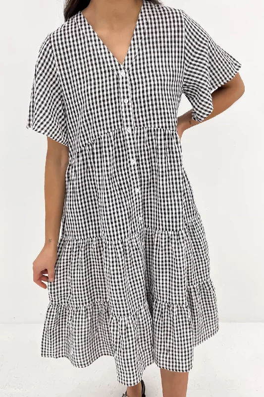 Kelis Midi Dress Black Gingham