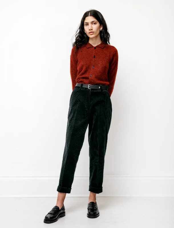 Tapered Flat Front Trouser 8 Wale Corduroy Black