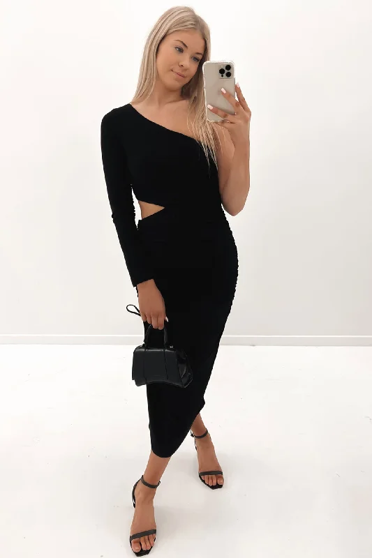 Night Fever Midi Dress Black