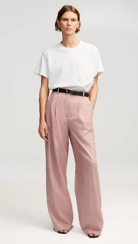 Pleated Trouser in Seasonless Wool | Dusty Pink