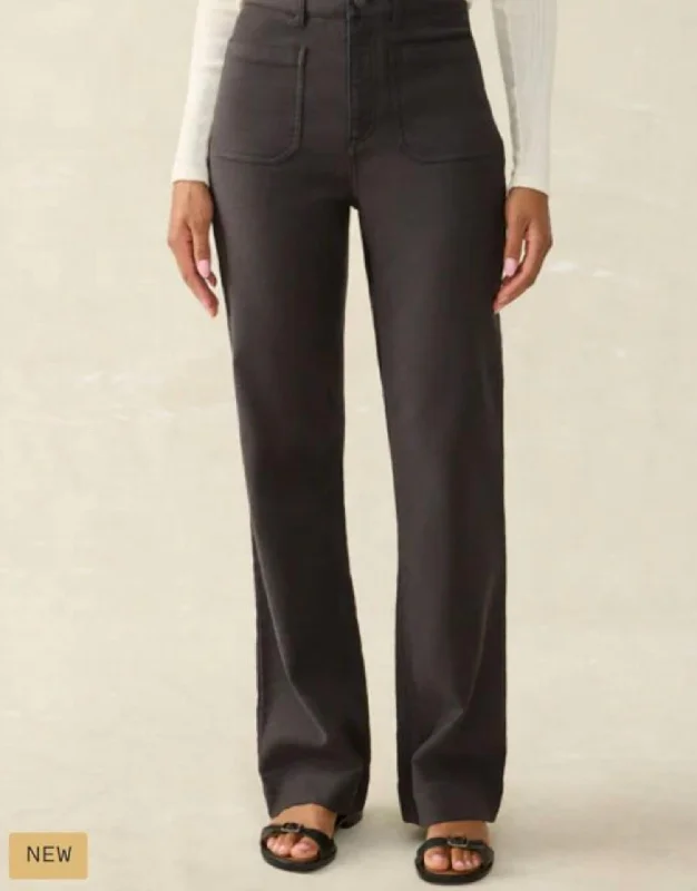 Stretch Terry Patch Pocket Pant In Worn Black